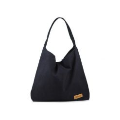 Torba worek Mili Chic Mc7 black. Czarne torebki klasyczne damskie Militu, w paski, z bawełny, bez dodatków. Za 179,00 zł.