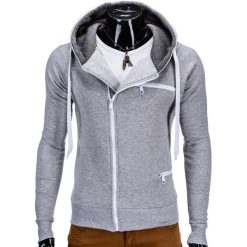 Bluzy męskie: BLUZA MĘSKA ROZPINANA Z KAPTUREM B595 – SZARA