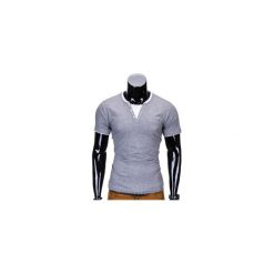 T-shirty męskie: T-SHIRT MĘSKI BEZ NADRUKU S679 – SZARY MELANŻ