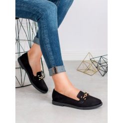 ZAMSZOWE LORDSY. Niebieskie baleriny damskie SHELOVET, z zamszu, bez obcasa. Za 65,90 zł.