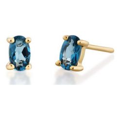 Kolczyki damskie: Piękne Kolczyki Złote – złoto żółte 375, Topaz london blue