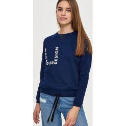 Bluzy damskie: Bluza z wiązaniem – Granatowy