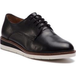 Oxfordy TAMARIS - 1-23202-22 Blk Lea/Plain 035. Czarne półbuty damskie Tamaris, bez obcasa, na płaskiej podeszwie, bez zapięcia. Za 269,90 zł.