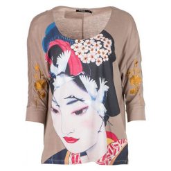 Desigual T-Shirt Damski Madame Butterfly S Beżowy. Brązowe t-shirty damskie Desigual, s. Za 299,00 zł.