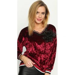 Bordowa Bluza Glowing. Czerwone bluzy z kieszeniami damskie Born2be, uniwersalny, w kolorowe wzory, z materiału. Za 59,99 zł.