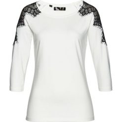 Shirt z długim rękawem bonprix biel wełny - czarny. Koszulki damskie bonprix. Za 59,99 zł.