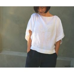 Bluzki damskie: Bluzka lniana KIMONO r. M