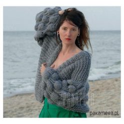 Cardigan damski, sweter wełniany na drutach. Szare bez kategorii Pakamera, z wełny. Za 1079,00 zł.