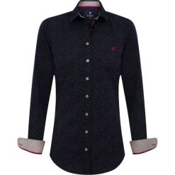 Koszula w kolorze granatowo-beżowym. Brązowe bluzki damskie Denim Culture, l, z haftami, z klasycznym kołnierzykiem, z długim rękawem. W wyprzedaży za 119,95 zł.