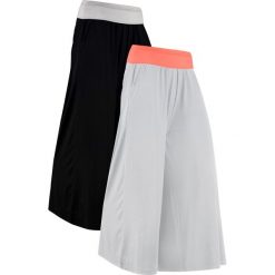 Spodnie shirtowe culotte, dł. do łydki, Level 1 bonprix czarny - matowy srebrny. Czarne spodnie damskie bonprix. Za 89,99 zł.