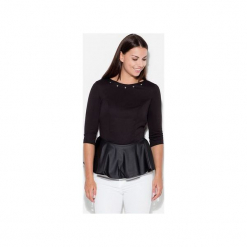 Bluzka K073 Czarny. Czarne bluzki damskie KATRUS, xl, bez wzorów, bez kołnierzyka, bez rękawów. Za 99,00 zł.