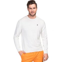 Sweter SWExGxx-0016SP PIETRO. Białe swetry męskie Giacomo Conti, m, z aplikacjami, z bawełny, bez kołnierzyka, bez kaptura. Za 199,00 zł.