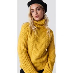 Trendyol Sweter Braided Knit - Yellow. Szare golfy damskie marki Vila, l, z bawełny, z okrągłym kołnierzem. Za 121,95 zł.