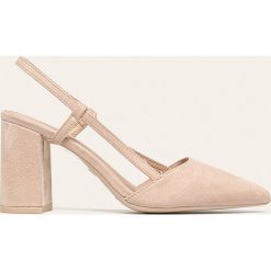 Answear - Czółenka Ideal Shoes. Brązowe czółenka damskie ANSWEAR, bez wzorów, z materiału, bez obcasa, na obcasie. W wyprzedaży za 99,90 zł.