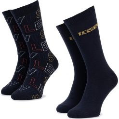 Zestaw 2 par wysokich skarpet unisex LEVI'S - 37157-0127 Navy 321. Niebieskie skarpetki męskie bez wzorów, z elastanu. Za 44,99 zł.