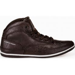 Buty męskie sportowe T268 - ciemnobrązowe. Pomarańczowe buty sportowe męskie Inny, z materiału, bez zapięcia. Za 39,00 zł.