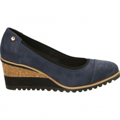 Czółenka - 2467 K69-BLU2. Czarne buty ślubne damskie Venezia, ze skóry, na koturnie. Za 199,00 zł.