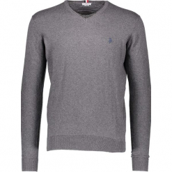 Sweter w kolorze szarym. Szare swetry klasyczne męskie marki U.S. Polo Assn., m, z haftami, z kaszmiru. W wyprzedaży za 217,95 zł.