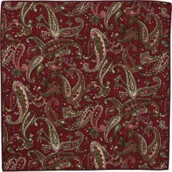 Elegancka, Męska Poszetka - ALTIES - Wzór Orientalny, Odcienie Bordo POSZALTTANIA0179. Czerwone poszetki męskie Alties, bez wzorów, z materiału, eleganckie. Za 16,90 zł.