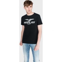 Replay Koszulka Czarny. Czarne koszulki męskie Replay, xl, z nadrukiem, z bawełny, bez kołnierzyka, z krótkim rękawem, krótkie. Za 188,95 zł.