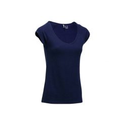 Koszulka krótki rękaw slim Gym & Pilates 500 damska. Niebieskie bluzki sportowe damskie DOMYOS, l, z bawełny. Za 19,99 zł.