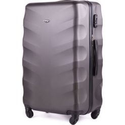DUŻA WALIZKA PODRÓŻNA L ABS DARK GREY. Szare walizki Solier, w paski, z gumy. Za 179,00 zł.
