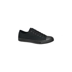 Czarne tenisówki męskie Vty. Czarne trampki męskie bez wzorów, z gumy, sportowe, na sznurówki. Za 59,90 zł.