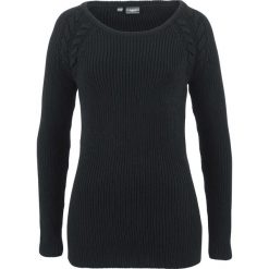 Sweter w warkocze bonprix czarny. Czarne swetry klasyczne damskie bonprix. Za 74,99 zł.