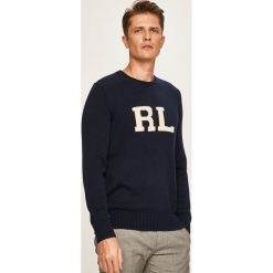 Polo Ralph Lauren - Sweter. Niebieskie swetry męskie Polo Ralph Lauren, s, z aplikacjami, z bawełny, z okrągłym kołnierzem, bez kaptura. Za 729,90 zł.