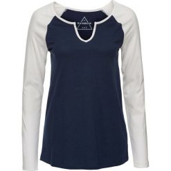 Shirt z długim rękawem bonprix biel wełny - ciemnoniebieski. Niebieskie koszulki damskie bonprix, bez wzorów, z wełny, z dekoltem w serek, z długim rękawem. Za 34,99 zł.
