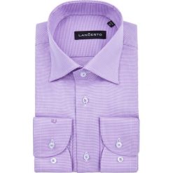 Koszula Liliowa w Pepitę INDIGO. Niebieskie koszule męskie marki LANCERTO, m, bez wzorów, z bawełny, eleganckie, z klasycznym kołnierzykiem, bez rękawów. W wyprzedaży za 199,90 zł.