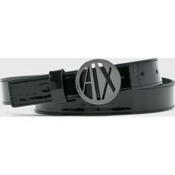 Armani Exchange - Pasek. Czarne paski damskie marki Armani Exchange, w paski, ze skóry. W wyprzedaży za 219,90 zł.