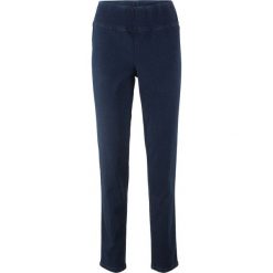 Dżinsy ze stretchem bez zamka SKINNY bonprix ciemny denim. Zielone jeansy damskie marki bonprix, w kropki, z kopertowym dekoltem, kopertowe. Za 59,99 zł.