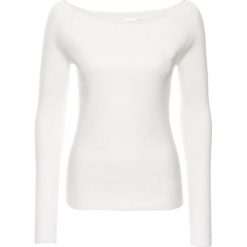 Swetry damskie: Sweter z dzianiny w prążek bonprix biel wełny