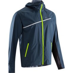 Kurtka wodoodporna do biegania TRAIL męska niebiesko-szara. Szare kurtki sportowe męskie EVADICT, m, bez wzorów, z poliesteru, bez kaptura, do biegania. Za 249,99 zł.