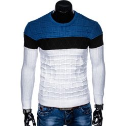 SWETER MĘSKI E134 - NIEBIESKI. Czarne swetry klasyczne męskie marki Inny, m, z bawełny. Za 49,00 zł.