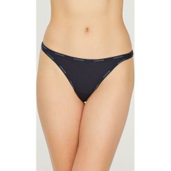 Calvin Klein Underwear - Stringi. Niebieskie majtki damskie Calvin Klein Underwear, l, bez wzorów, z elastanu. Za 89,90 zł.