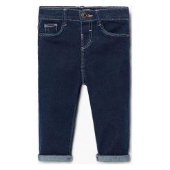 Mango Kids - Jeansy dziecięce Elena 80-104 cm. Niebieskie rurki dziewczęce marki Mango Kids, z aplikacjami, z bawełny. Za 59,90 zł.