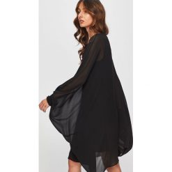 Answear - Sukienka. Czarne sukienki damskie ANSWEAR, na co dzień, s, bez wzorów, z tkaniny, casualowe, bez kołnierzyka, z długim rękawem, długie, maxi, proste. W wyprzedaży za 119,90 zł.