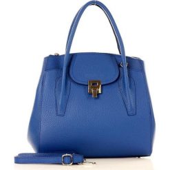 MARCO MAZZINI Luksusowa torebka shopper skóra naturalna - niebieska. Niebieskie kuferki damskie MAZZINI, w paski, ze skóry, klasyczne, duże. W wyprzedaży za 339,00 zł.