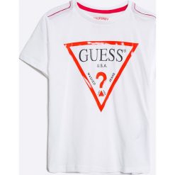 Guess Jeans - T-shirt dziecięcy 118-175 cm. Szare t-shirty chłopięce Guess Jeans, z nadrukiem, z bawełny, bez rękawów. Za 79,90 zł.