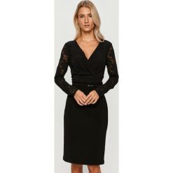 Lauren Ralph Lauren - Sukienka. Czarne sukienki damskie Lauren Ralph Lauren, na co dzień, w paski, z elastanu, z okrągłym kołnierzem, z długim rękawem, długie, mini, proste. W wyprzedaży za 689,90 zł.