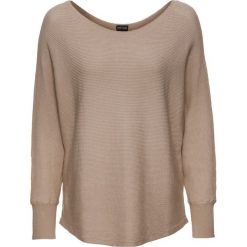 Sweter w prążek "oversize" bonprix beżowy melanż. Brązowe swetry oversize damskie bonprix. Za 79,99 zł.
