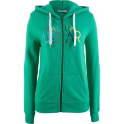 Bluzy damskie: Bluza rozpinana z nadrukiem bonprix szmaragdowy z nadrukiem