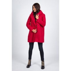 Płaszcz przejściowy w kolorze czerwonym. Czerwone kurtki damskie Snowie Collection, xxl, bez wzorów, długie, bez kaptura. W wyprzedaży za 159,95 zł.