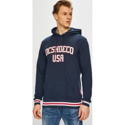 DC - Bluza. Niebieskie bluzy męskie DC, s, z nadrukiem, z elastanu, z kapturem. W wyprzedaży za 179,90 zł.