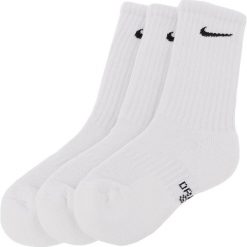 Zestaw 3 par wysokich skarpet unisex NIKE - SX6842 100 Biały. Białe skarpetki damskie Nike, bez wzorów, z bawełny. Za 39,00 zł.