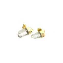 Earrings Kryształ Górski złoto. Żółte kolczyki damskie marki Brazi druse jewelry, z kryształem, złote, na sztyftcie. Za 170,00 zł.