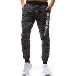 Spodnie męskie: Spodnie męskie dresowe camo antracytowe (ux1206)