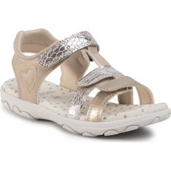 Sandały GEOX - J Sandal Cuore B J0290B 00454 C0041 M Gold/Beige. Brązowe klapki damskie Geox, bez wzorów, ze skóry ekologicznej, bez obcasa. Za 199,00 zł.